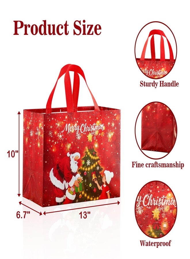 VESFASOV 12 Packs Large Christmas Gift Bags, Non-Woven Reusable Tote Bags with Handles for Xmas Party Favors Supplies Wrapping Shopping, 13"×10"×6.7" - Image 3